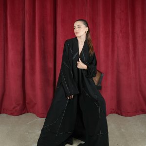 Silver line abaya