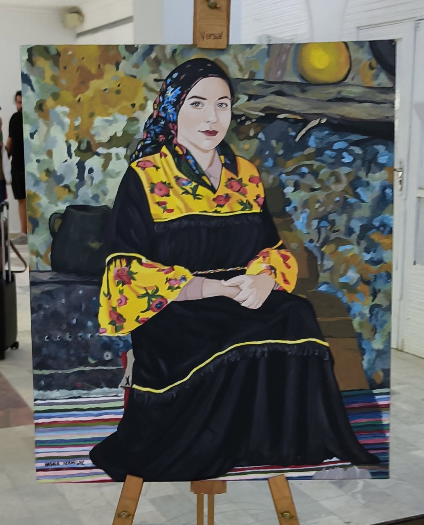 Illustration accompagnant « Femme au châle fleuri » dans sa publication Facebook.