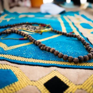 Wooden prayer beads — illustrative stock photograph